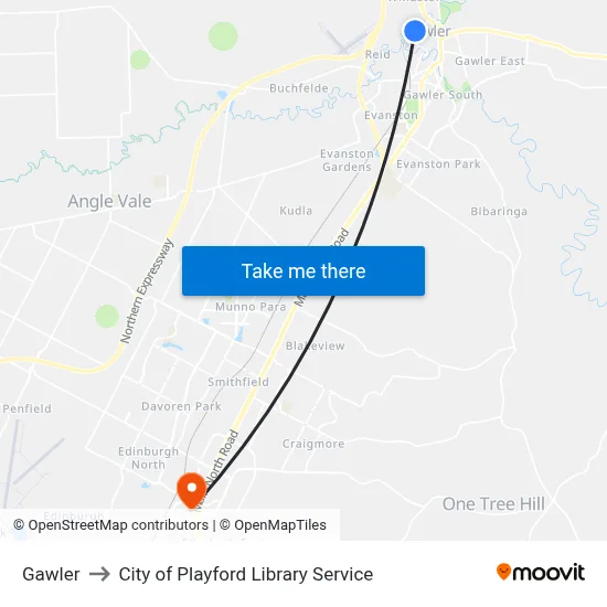 Gawler to City of Playford Library Service map