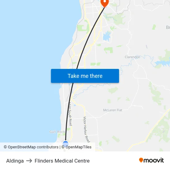 Aldinga to Flinders Medical Centre map