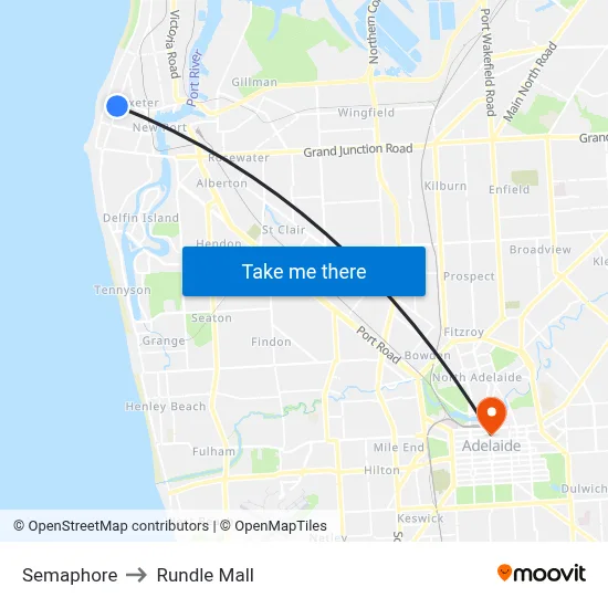 Semaphore to Rundle Mall map