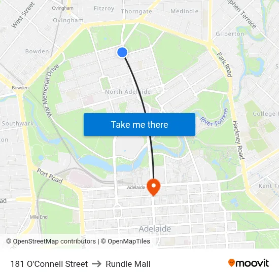 181 O'Connell Street to Rundle Mall map