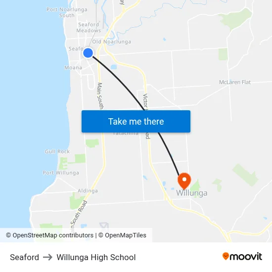 Seaford to Willunga High School map