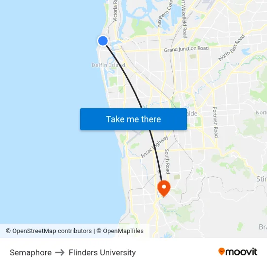 Semaphore to Flinders University map