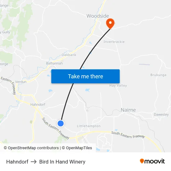 Hahndorf to Bird In Hand Winery map