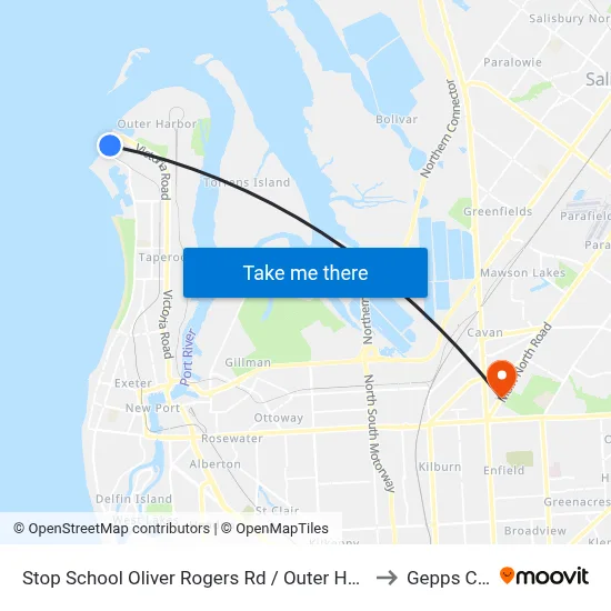 Stop School Oliver Rogers Rd / Outer Harbor Railway to Gepps Cross map