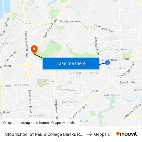 Stop School St Paul's College Blacks Rd - West side to Gepps Cross map