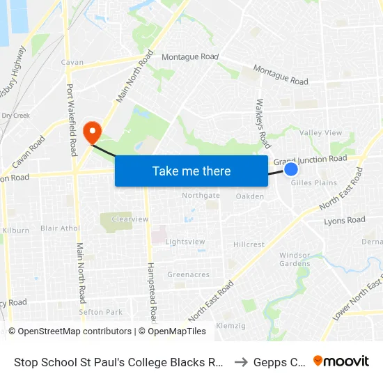 Stop School St Paul's College Blacks Rd - East side to Gepps Cross map