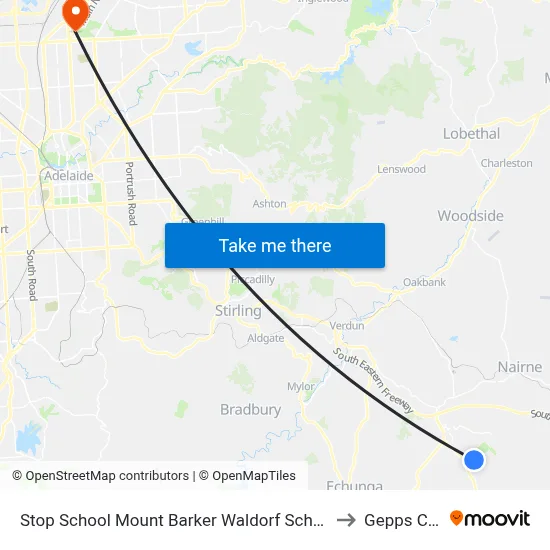 Stop School Mount Barker Waldorf School Sims Rd to Gepps Cross map