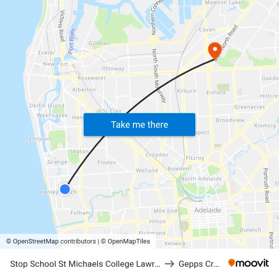 Stop School St Michaels College Lawrie St to Gepps Cross map