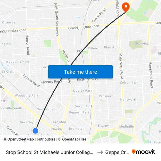 Stop School St Michaels Junior College East Av to Gepps Cross map