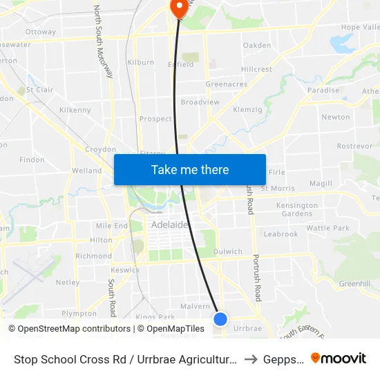 Stop School Cross Rd / Urrbrae Agricultural High School - North side to Gepps Cross map