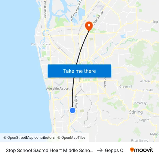 Stop School Sacred Heart Middle School Percy Av to Gepps Cross map