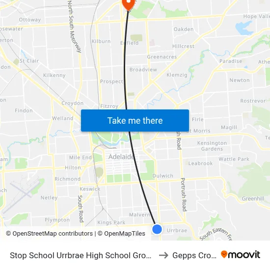 Stop School Urrbrae High School Grounds to Gepps Cross map
