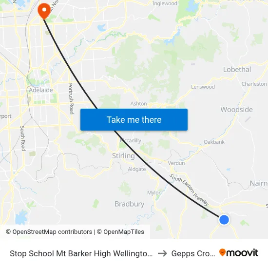 Stop School Mt Barker High Wellington Rd to Gepps Cross map
