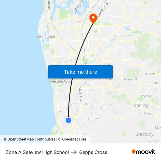 Zone A Seaview High School to Gepps Cross map