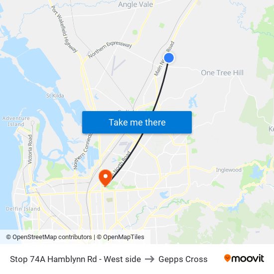 Stop 74A Hamblynn Rd - West side to Gepps Cross map