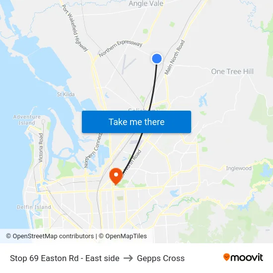 Stop 69 Easton Rd - East side to Gepps Cross map