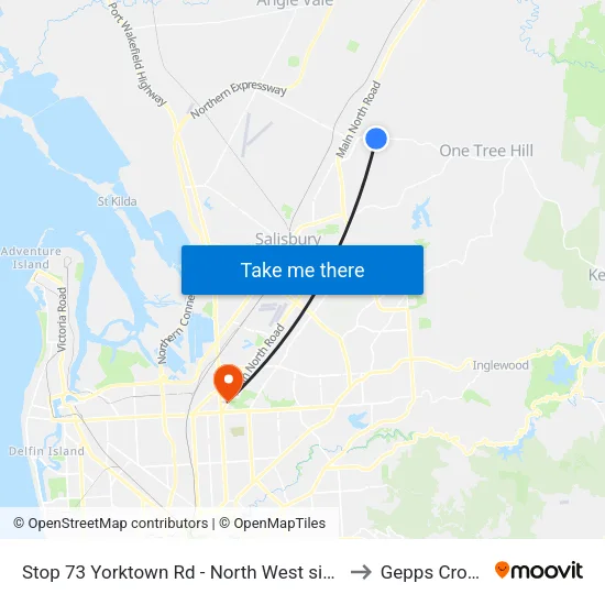 Stop 73 Yorktown Rd - North West side to Gepps Cross map