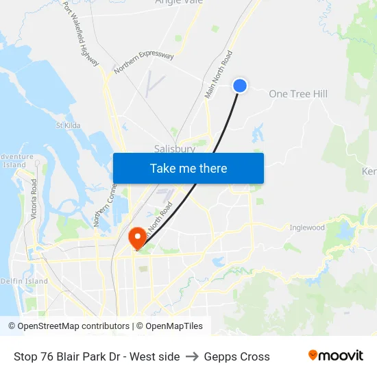 Stop 76 Blair Park Dr - West side to Gepps Cross map