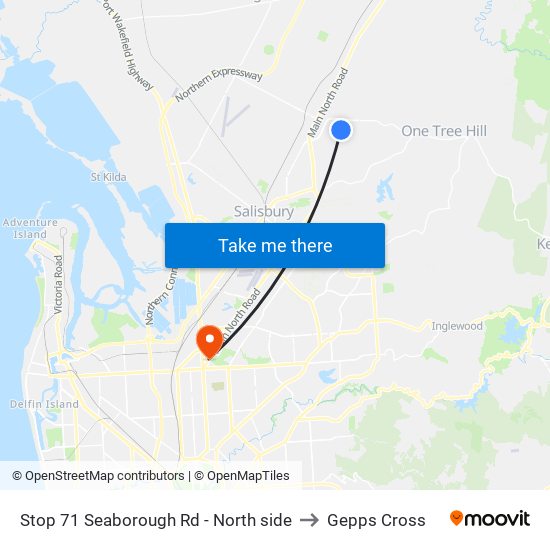 Stop 71 Seaborough Rd - North side to Gepps Cross map