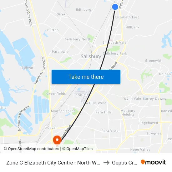Zone C Elizabeth City Centre - North West side to Gepps Cross map