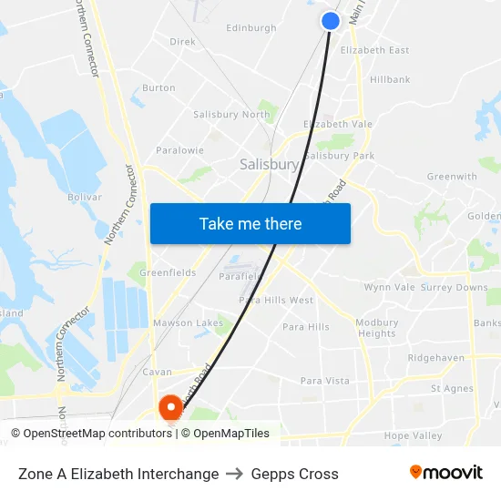 Zone A Elizabeth Interchange to Gepps Cross map