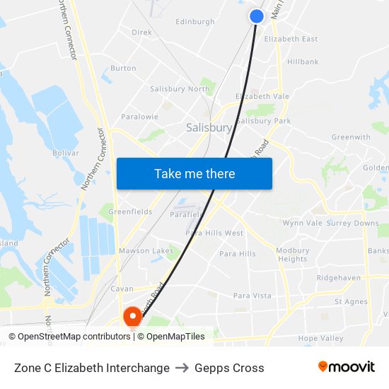 Zone C Elizabeth Interchange to Gepps Cross map