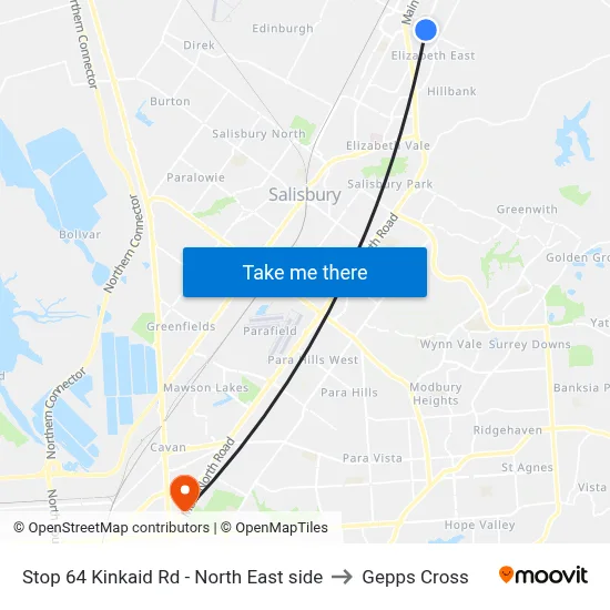 Stop 64 Kinkaid Rd - North East side to Gepps Cross map