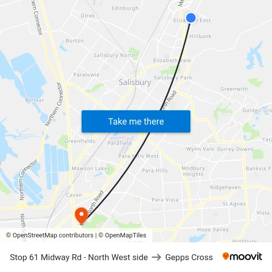 Stop 61 Midway Rd - North West side to Gepps Cross map