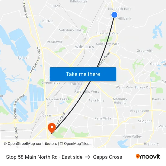 Stop 58 Main North Rd - East side to Gepps Cross map