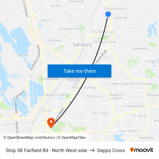 Stop 58 Fairfield Rd - North West side to Gepps Cross map