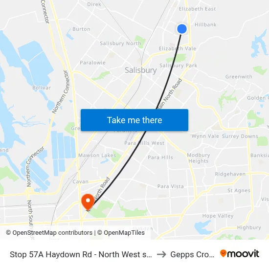 Stop 57A Haydown Rd - North West side to Gepps Cross map