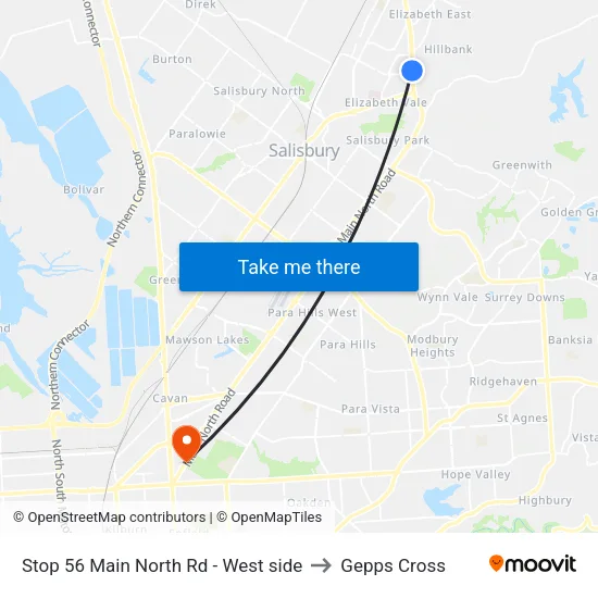 Stop 56 Main North Rd - West side to Gepps Cross map