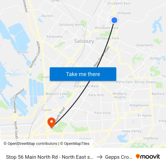 Stop 56 Main North Rd - North East side to Gepps Cross map