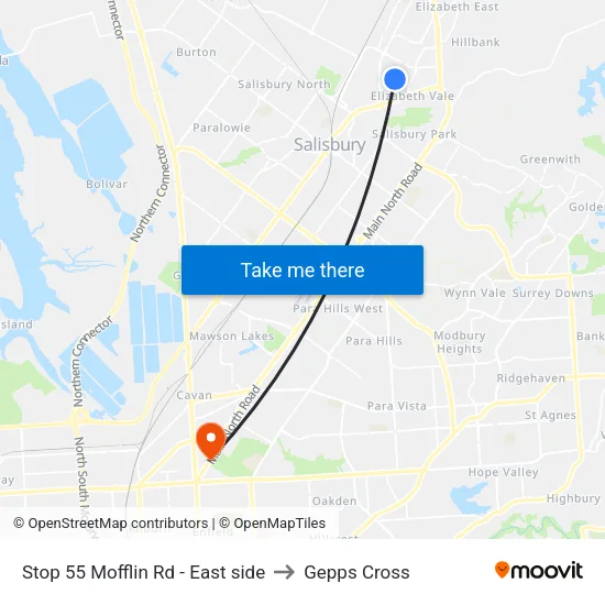 Stop 55 Mofflin Rd - East side to Gepps Cross map