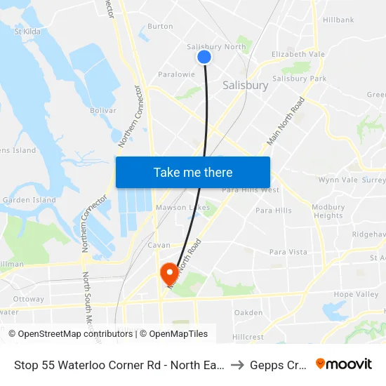 Stop 55 Waterloo Corner Rd - North East side to Gepps Cross map