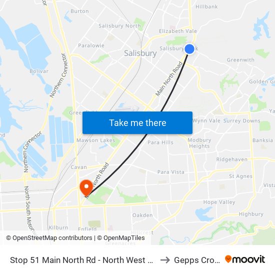 Stop 51 Main North Rd - North West side to Gepps Cross map