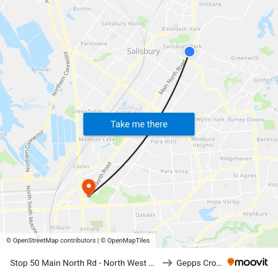 Stop 50 Main North Rd - North West side to Gepps Cross map