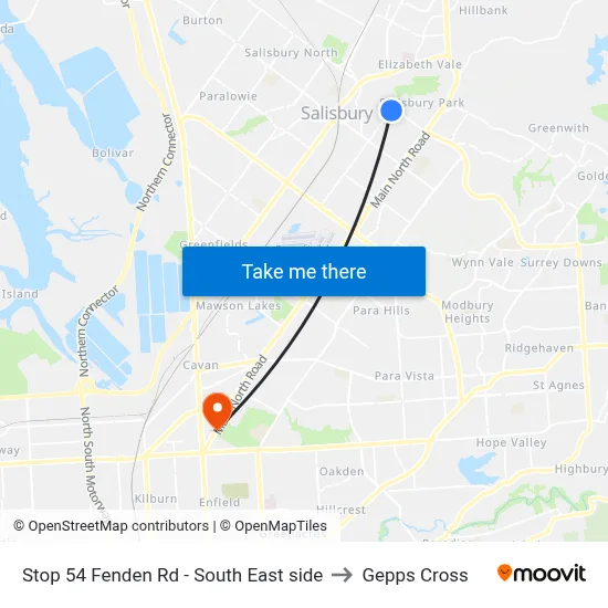 Stop 54 Fenden Rd - South East side to Gepps Cross map