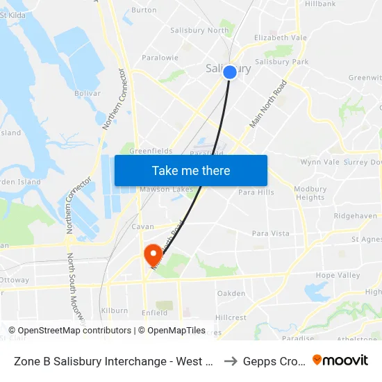 Zone B Salisbury Interchange - West Side to Gepps Cross map