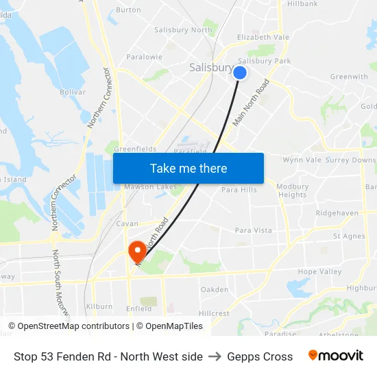 Stop 53 Fenden Rd - North West side to Gepps Cross map