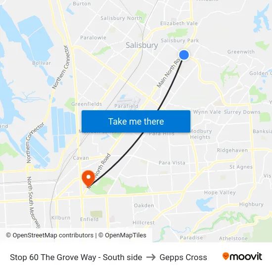 Stop 60 The Grove Way - South side to Gepps Cross map