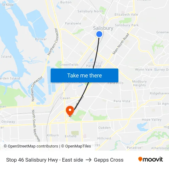 Stop 46 Salisbury Hwy - East side to Gepps Cross map