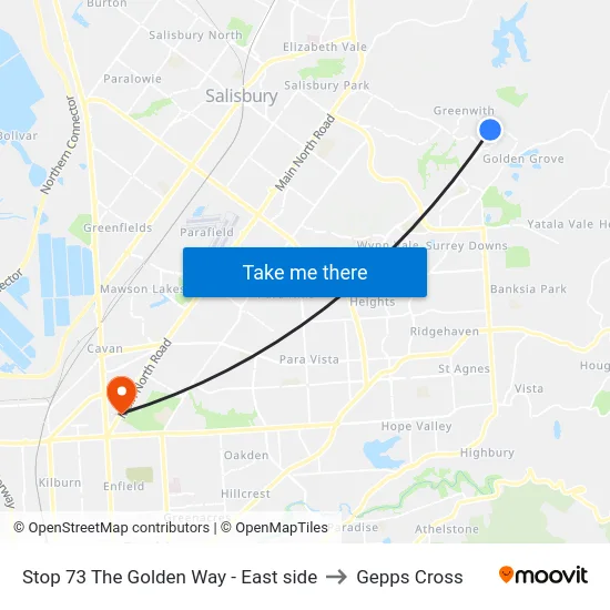Stop 73 The Golden Way - East side to Gepps Cross map