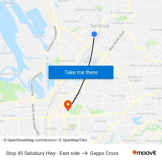 Stop 45 Salisbury Hwy - East side to Gepps Cross map