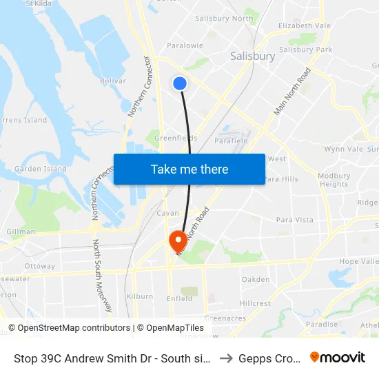Stop 39C Andrew Smith Dr - South side to Gepps Cross map