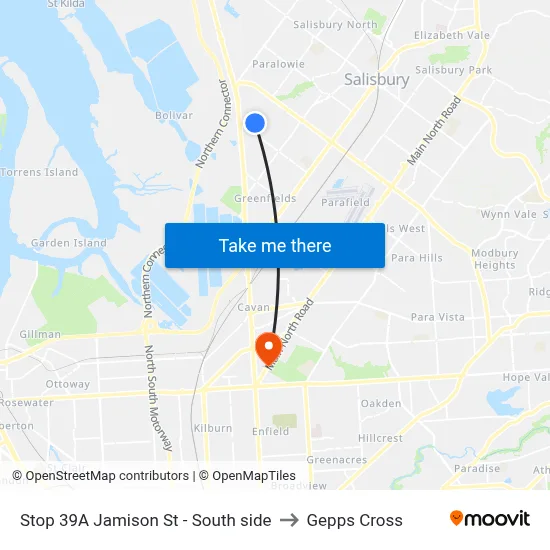 Stop 39A Jamison St - South side to Gepps Cross map