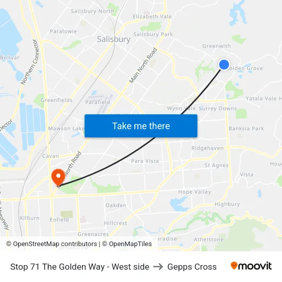 Stop 71 The Golden Way - West side to Gepps Cross map
