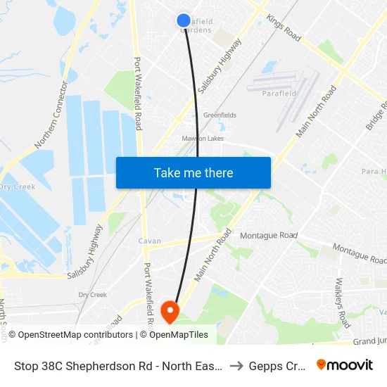 Stop 38C Shepherdson Rd - North East side to Gepps Cross map
