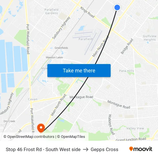 Stop 46 Frost Rd - South West side to Gepps Cross map