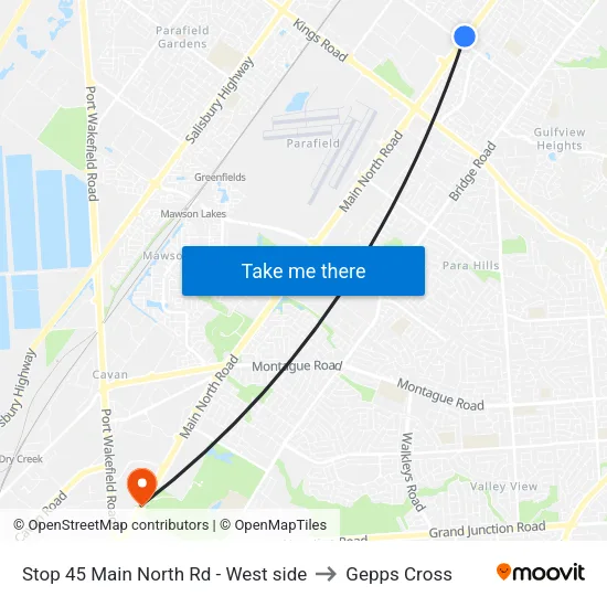 Stop 45 Main North Rd - West side to Gepps Cross map